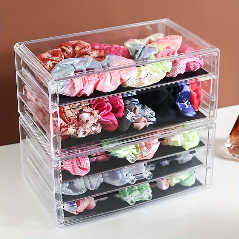 Hair accessories storage jewelry box with transparent and dustproof design, featuring an elastic band for hair rings and a comb box for hair clips. This large capacity storage box is perfect for organizing and storing all your jewelry.