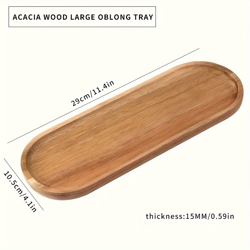 Acacia wood oval serving tray for kitchen or dining use, ideal for dinner parties, weddings, serving food, fruit, snacks or as a coffee table tray.