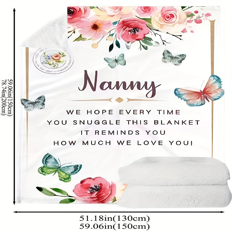 Grandnanny Gift Blanket: Luxuriously Soft Flannel, Perfect Birthday Surprise from the Next Generation, Vibrant Tropical Floral Pattern, Ultimate Comfort Year-Round for Couch or Bed