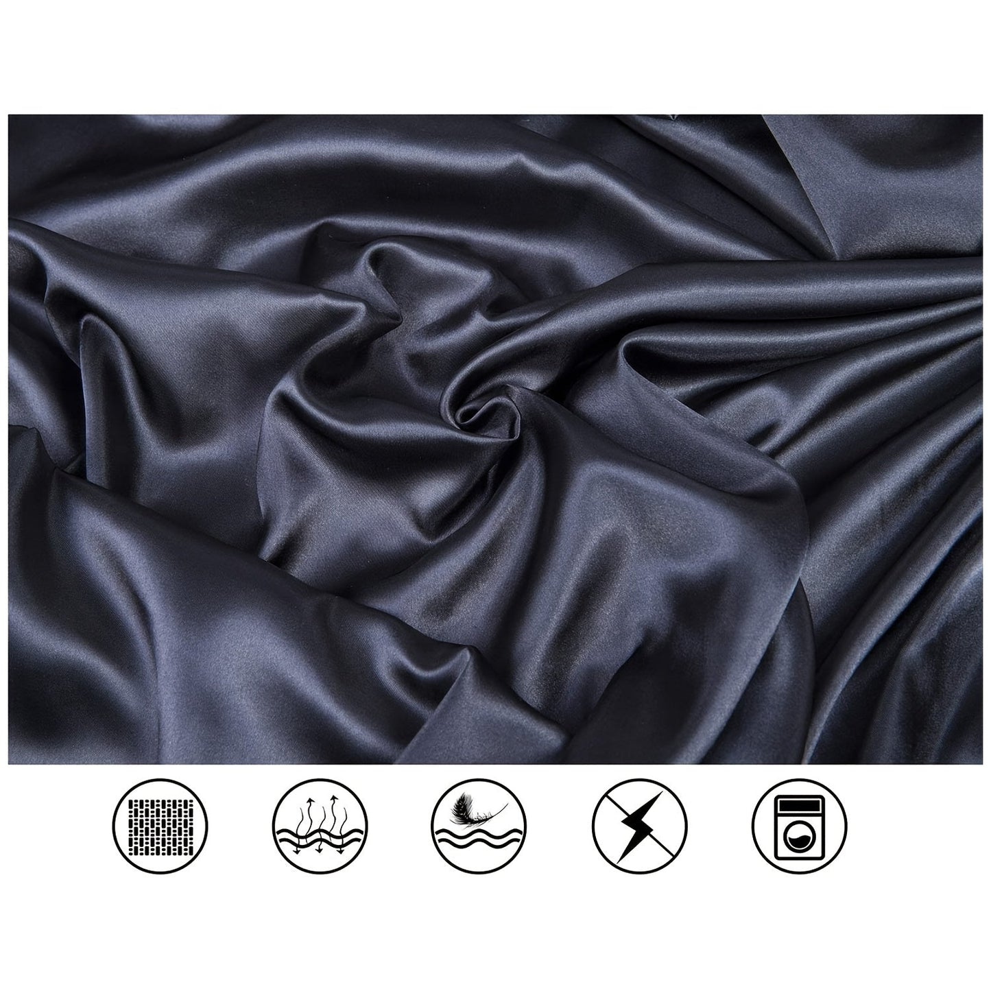 Pair of 2 Satin Pillow Protectors, Hypoallergenic and Soft Silk-Like Feel, Resistant to Wrinkles, Machine Washable, Made of Polyester with 80-85g Fabric Weight, No-Pilling Technology