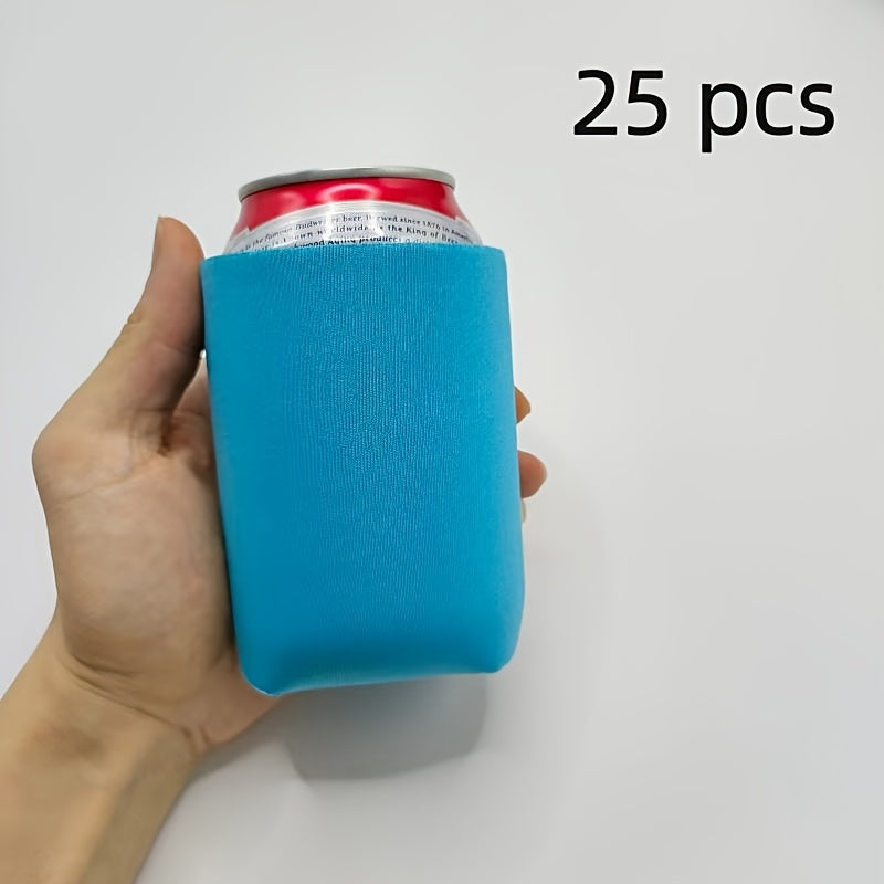 25 customizable black and white can cooler sleeves for 12oz and 16oz cans, perfect for parties, sports events, and outdoor activities.