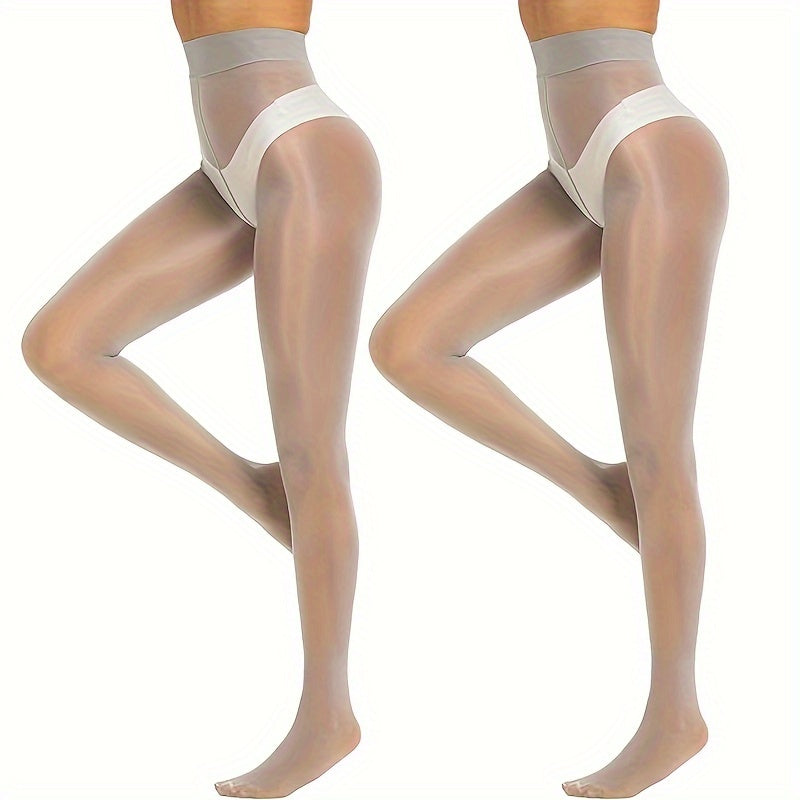 Shimmer tights for women with a shiny oil finish, high-waisted and shaping.