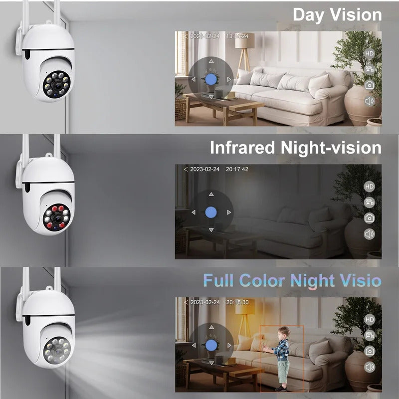 Indoor Video Surveillance Camera with Color Night Vision, Auto-Tracking, and 4X Digital Zoom - USB Powered for Home Safety - 1080P WiFi Security Camera