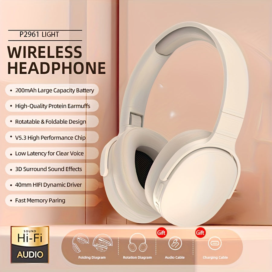 New foldable wireless earphones perfect for tablets, PCs, TVs, phones, birthdays, Easter travel gifts. Comfortable leather design with soundproofing.