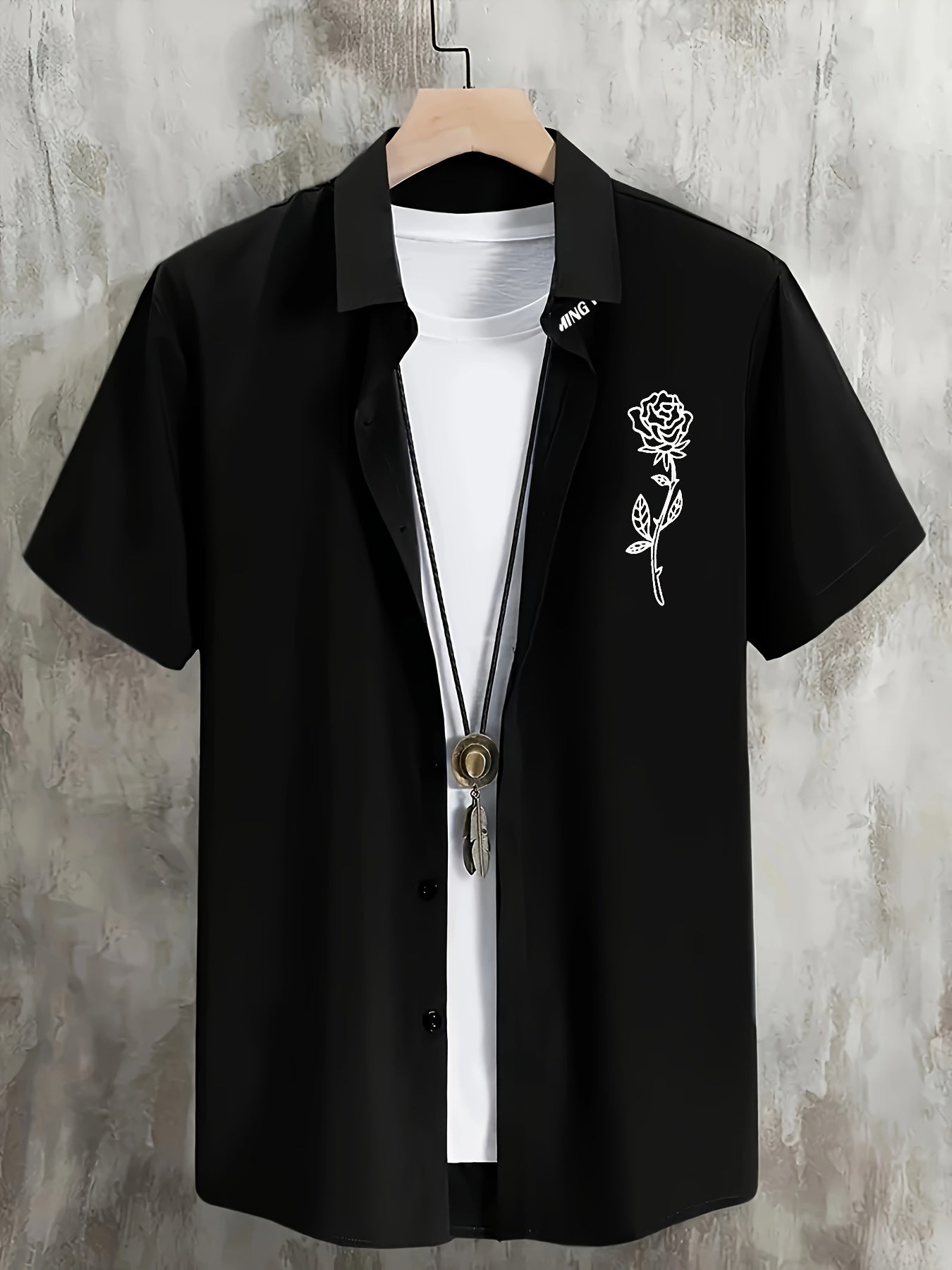 Men's flower graphic short sleeve lapel shirt perfect for summer, a casual and comfy gift option.