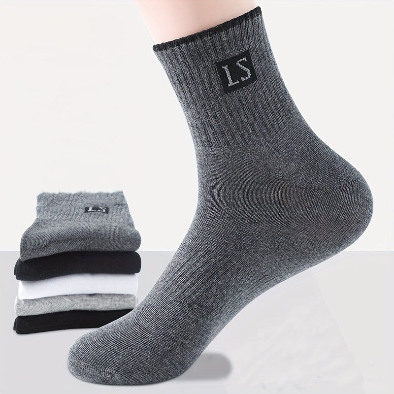 6 Men's Breathable Cotton Blend Crew Socks - Anti-Odor, Sweat Absorbent for Basketball & Sports