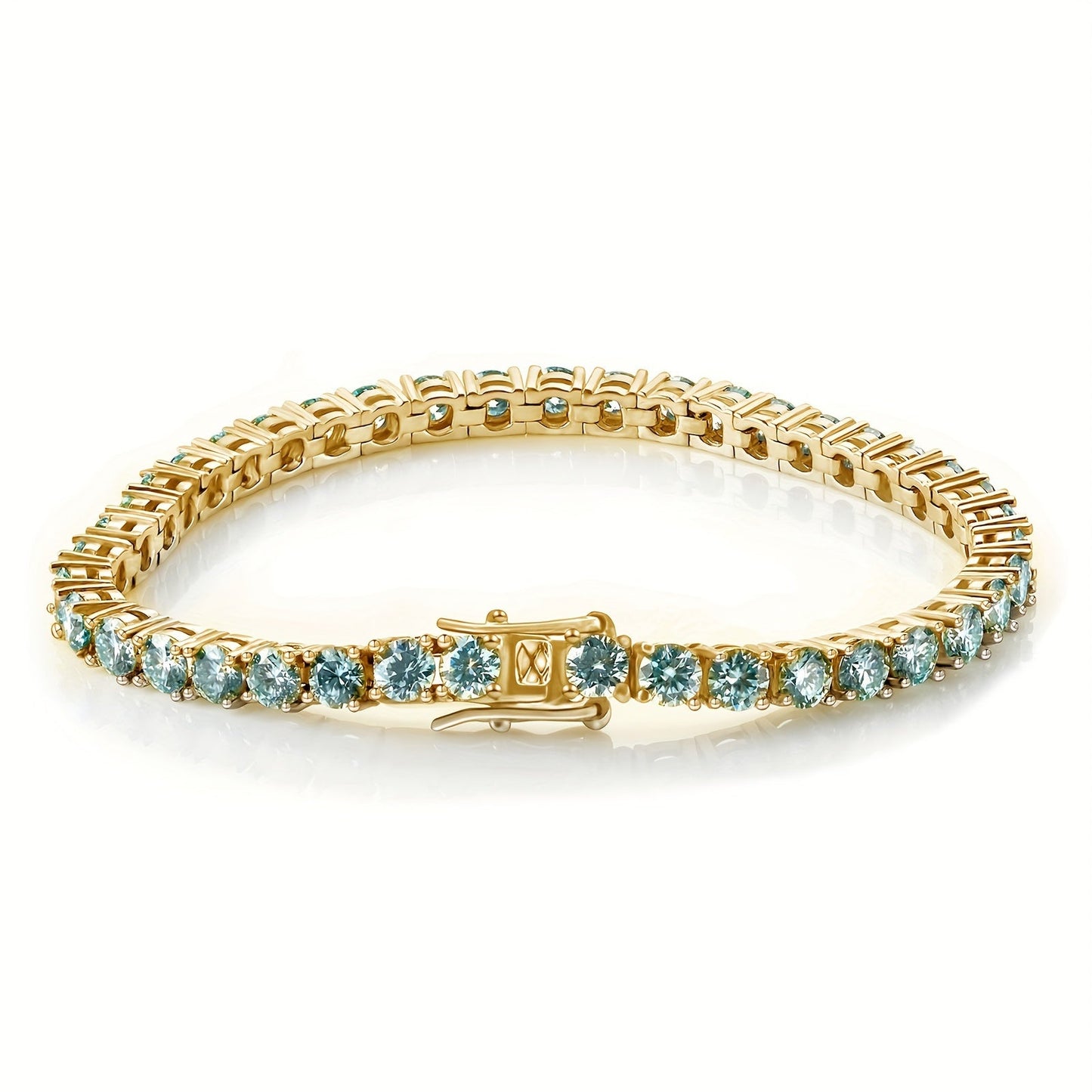 1pc Gemstone Ladies 925 Pure Sterling Silver Gold Plated 5mm Multi-Colored Moissanite Tennis Bracelet for Both Men and Women. This Hot Selling Luxury Fashion Hip Hop Bracelet Makes a Perfect Valentine's Day, Mother's Day, Anniversary, Wedding, or