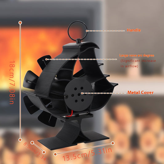 Элегантный алюминиевый вентилятор для камина с дизайном парусника, 8 лопастей, высокоскоростной режим работы, активируется при нагревании, бесшумная работа, включает в себя различные компоненты, не требует электричества