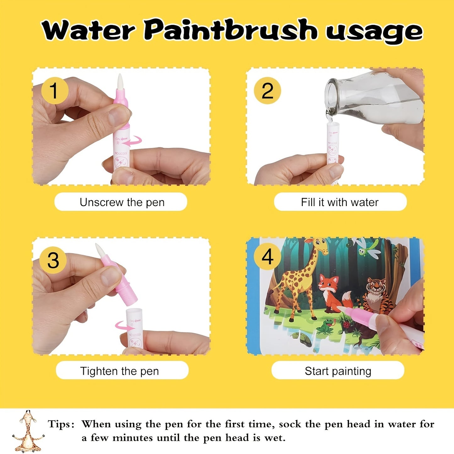 Reusable water drawing books for children with water pen, promoting imaginative play and enhancing drawing skills using paper material in mixed colors.