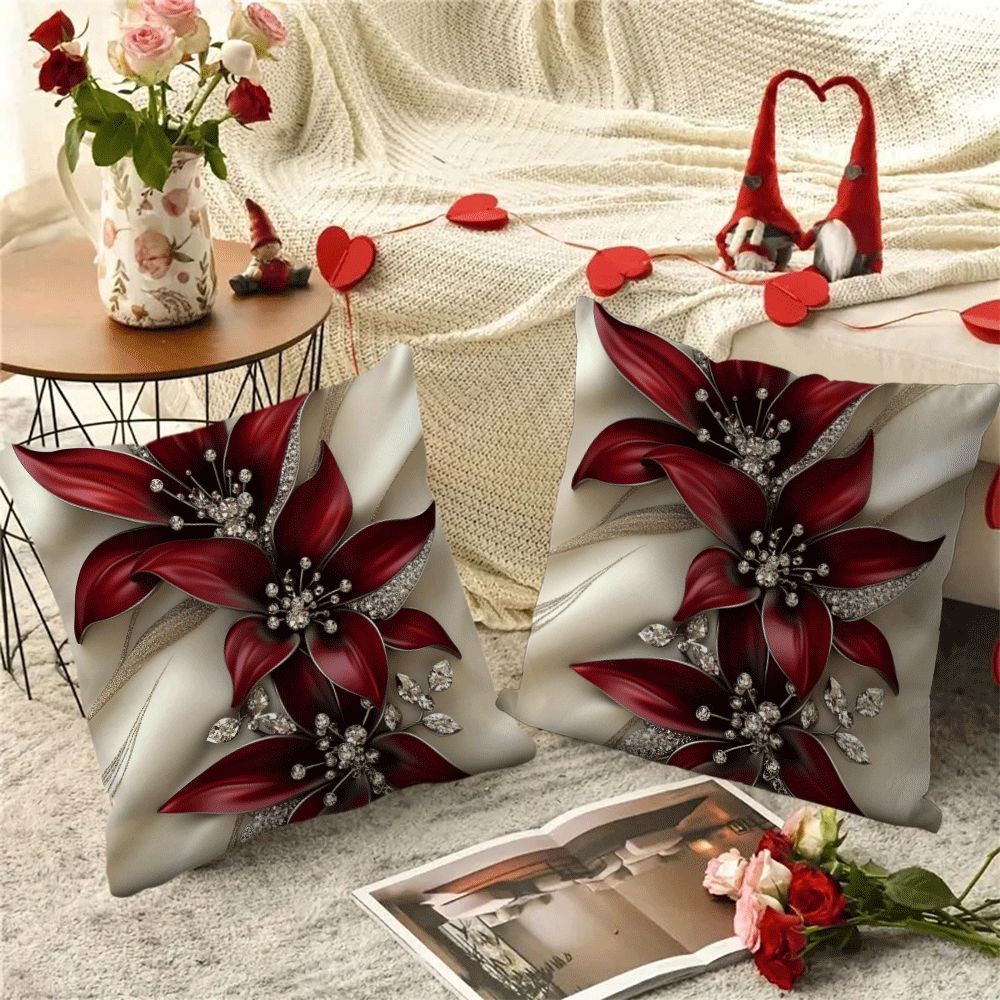 Set of two, 45.72x45.72cm Floral Square Cushion Covers - Stylish, with Zip Closure, Easy to Clean in Washing Machine - Great for Indoor and Outdoor Decoration, can be used on Sofa or in Tent - Makes an Ideal Birthday Present (Pillow Not Included)