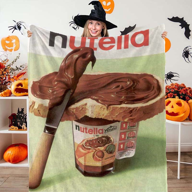 Luxurious Nutella Chocolate Lover Themed Printed Blanket - Perfect for Anime Lovers. Made with Glam Style Anime Flannel Non-Woven Fabric, this blanket is warm and cozy for all seasons. Use it in your living room, bedroom, bed, sofa, or take it on a