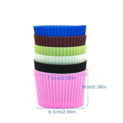 Silicone coffee cup sleeve with Hawaiian stripe pattern, heat insulation, non-slip, BPA-free, reusable, machine washable, for adult use.