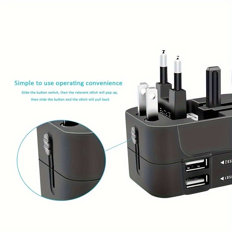 Travel adapter with two USB charging ports