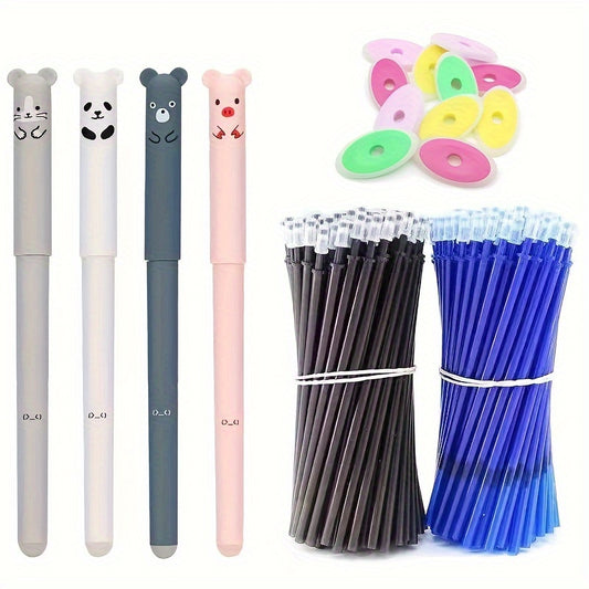 26pcs Kawaii Erasable Gel Pens with Washable Handle, 0.35mm Blue Black Ink, School Office Supplies