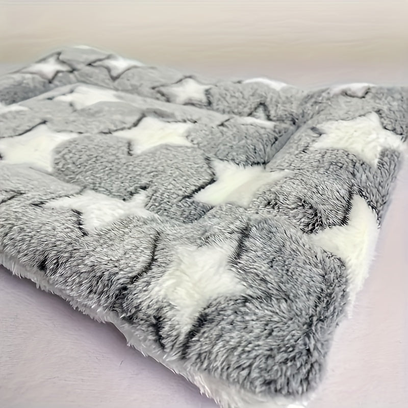 Luxurious plush flannel pet mat for cats and dogs with ultra-soft and extra-thick design, non-slip bottom, and machine washable.