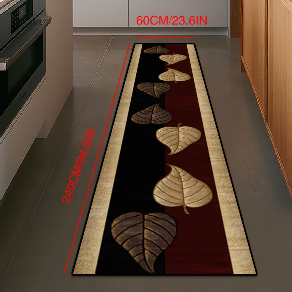 Introducing our Crystal Velvet Leaf Pattern Long Runner Rug, a stylish and practical addition to your hallway, office, or home decor. This stain-resistant, non-slip, and washable carpet is perfect for high-traffic areas. Machine-made from polyester with