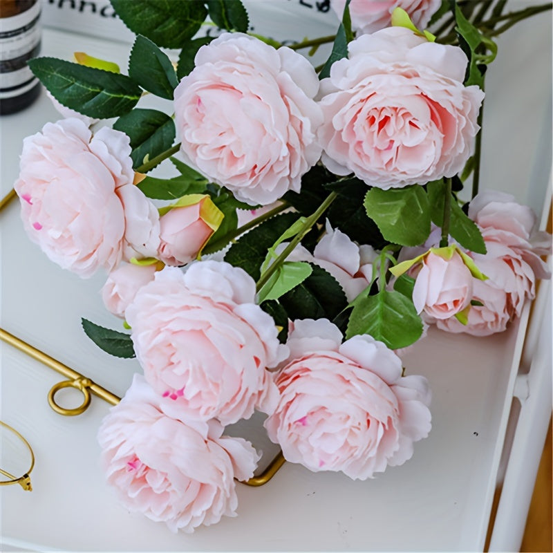 1PC European-style imitation peony, ideal for wedding season and home wedding decoration, featuring three heads.