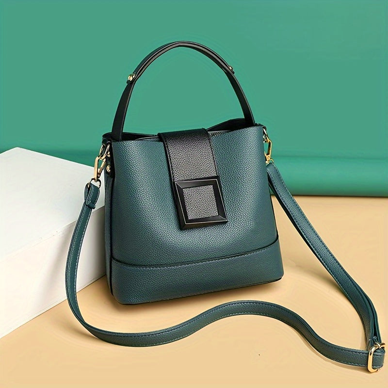 Stylish bucket bag for women, light and versatile with adjustable strap and zipper closure.