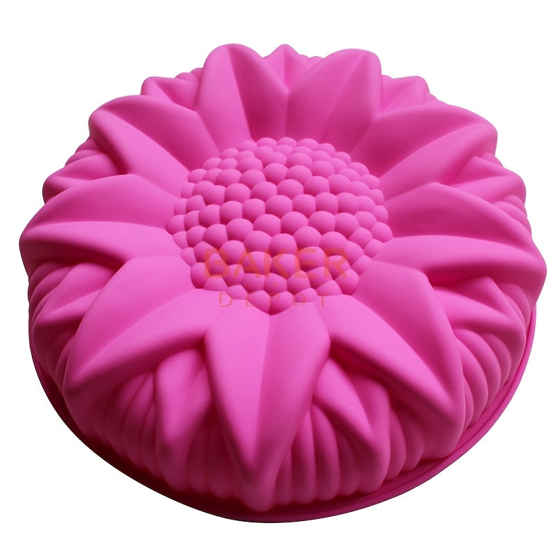 10 Inch Large Flower Shaped Silicone Mold for Sunflower Cake - Heat Resistant Baking Tool for Butter, Jelly, and More