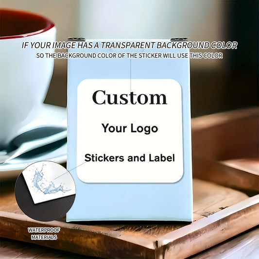 Tailored Custom Stickers, (Must Upload Your Logo or Image) Ideal for Businesses, Wedding Favors, Marketing - No Peel-off, Sturdy Paper, Waterproof, UV Resistant, Multiple Dimensions - Perfect for Gift Packaging, Notebooks, Hydration Vessels