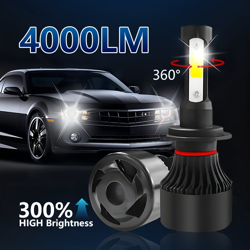 New 4 Sides LED Car Headlight Kit for H4, H7, H8, H11, 9005, 9006, and H13.