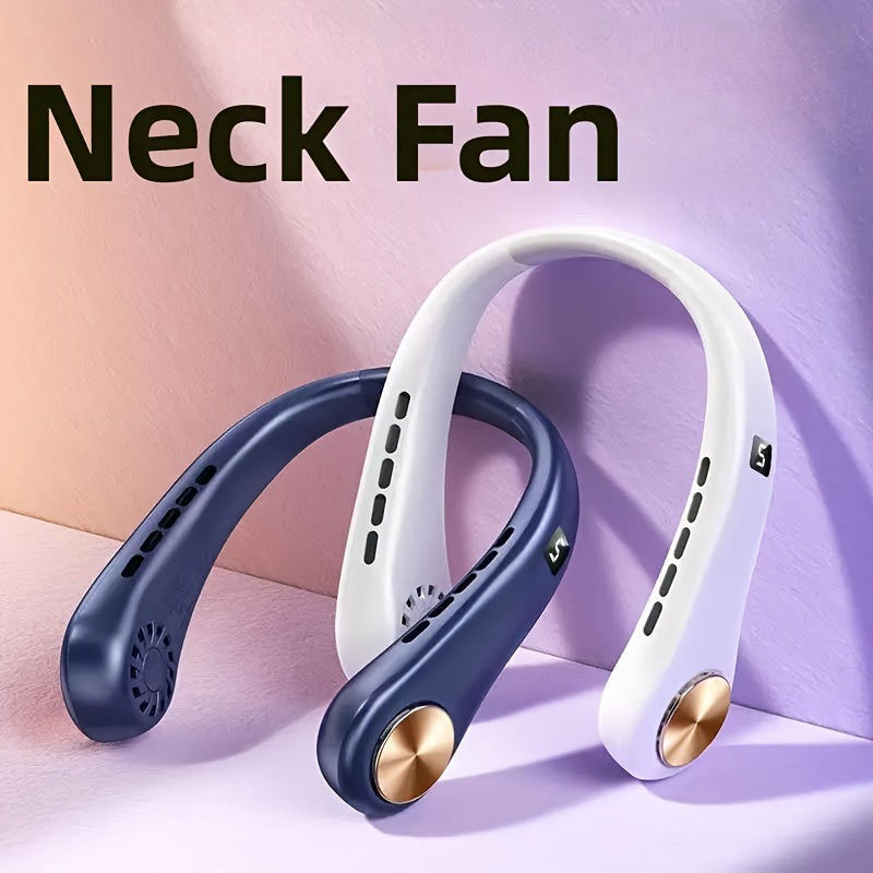 Neck Fan, Bladeless and Hands-Free, Rechargeable with USB, Mini Personal Fan with 3 Speeds, LED Display, Sport Lazy Fan for On-The-Go Cooling, Electroplated Colorful Body.