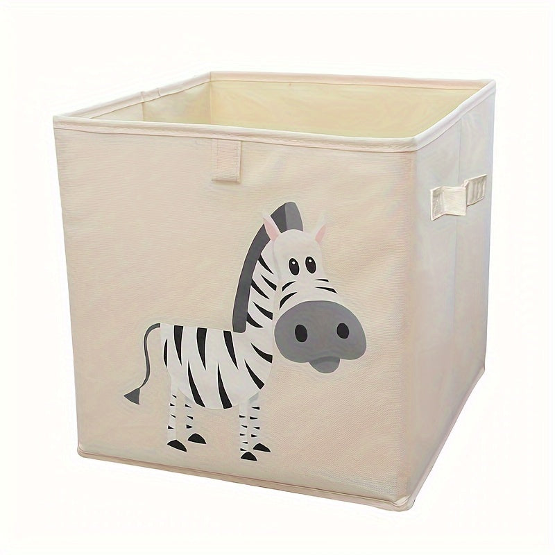 24L Oxford Cloth Folding Storage Basket for organizing kids' toys, clothes, and miscellaneous items in the living room, featuring a cute animal pattern from WHICHLIFE.