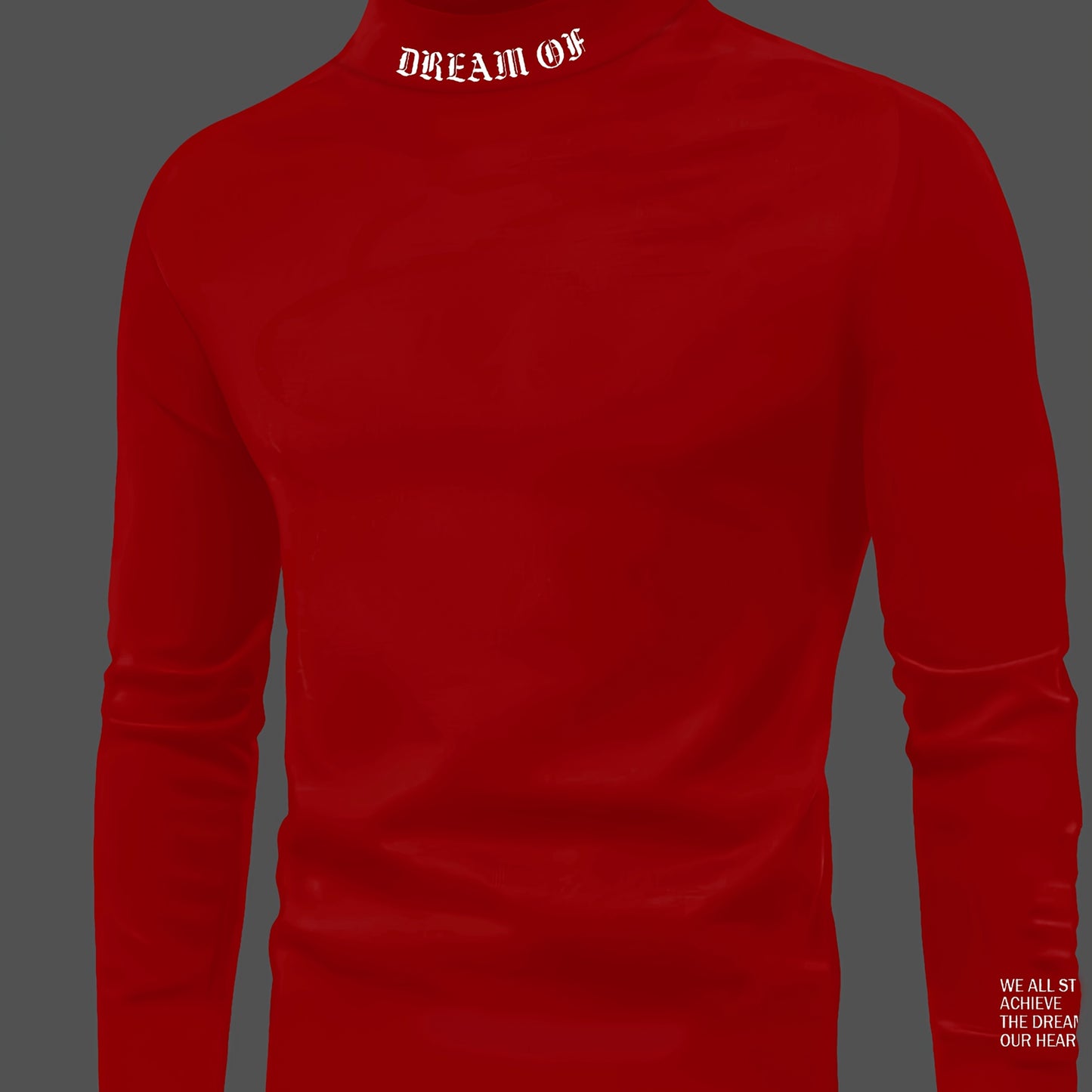 Red "Dream Big" print long sleeve thermal shirt for youth, with high neck and stretchy knit fabric. Machine washable. Perfect for casual fall/winter wear.