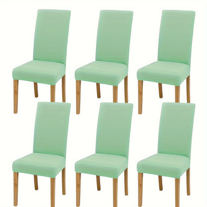 4/6pcs Milk Fiber Chair Covers with Elastic Band, Machine Washable, Water-Resistant, Polyester 92% Spandex 8%, No Print Design for Living Room Furniture Protection