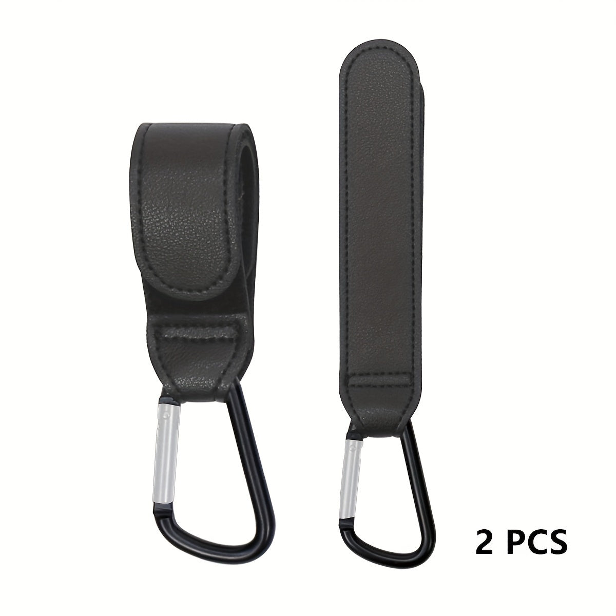 Set of 2 PU Faux Leather Stroller Hooks, Convenient Hanging Bag Hooks for Strollers, Attachable Stroller Buckles