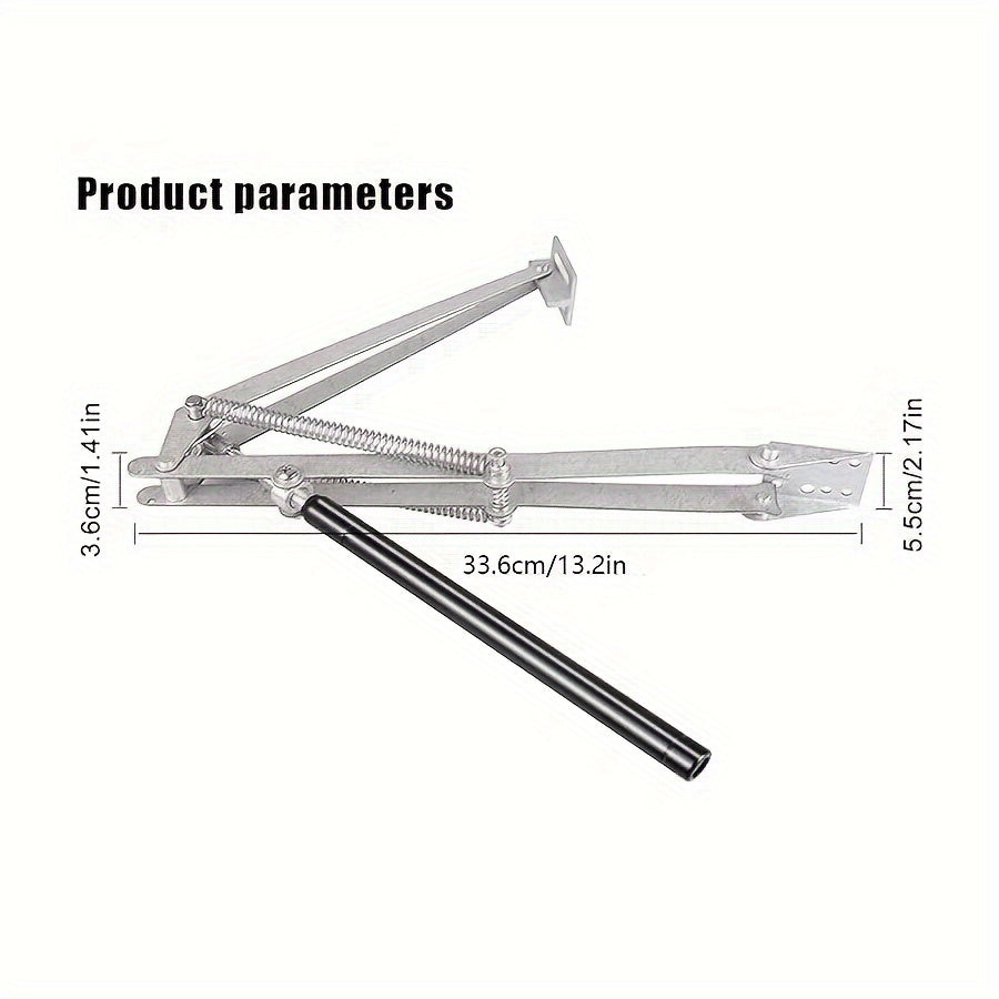 Greenhouse automatic window opener with double spring bracket for solar thermal roof ventilation and cooling.