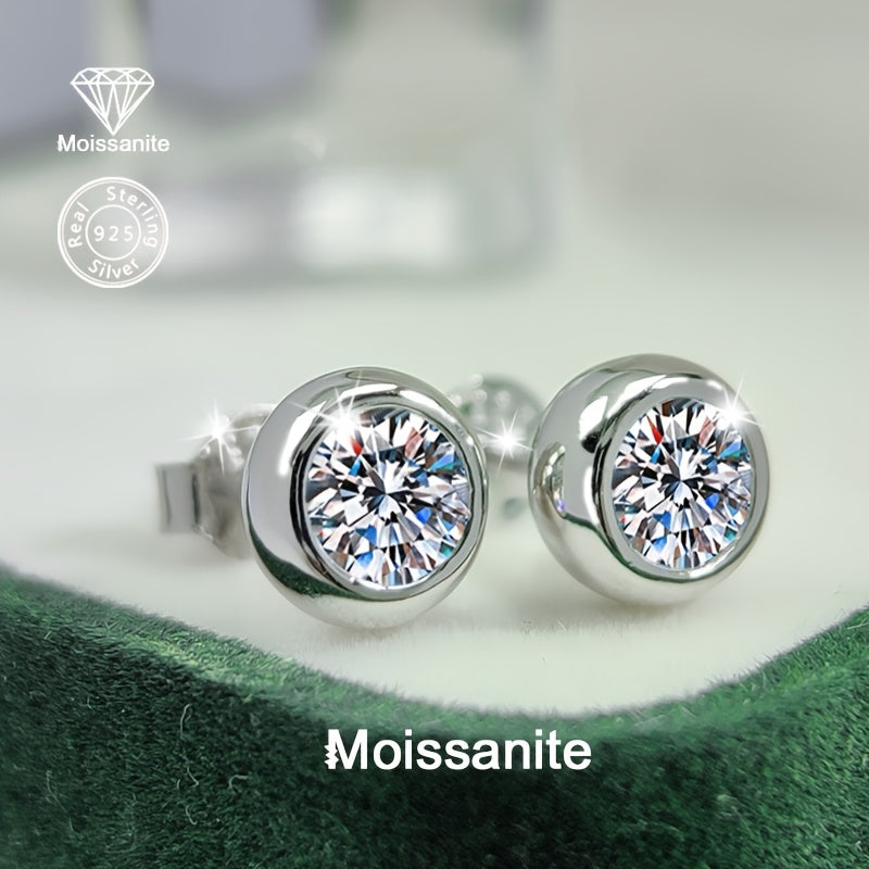 These dazzling 925 silver stud earrings feature a 1 carat white moissanite, perfect for adding a touch of light luxury to any outfit. Versatile and suitable for daily wear, these earrings make a perfect gift for Valentine's Day, Christmas, Halloween, New