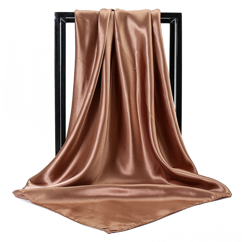 Large satin square scarf for women, suitable for hair wrapping or as a gift. Made from imitation silk.