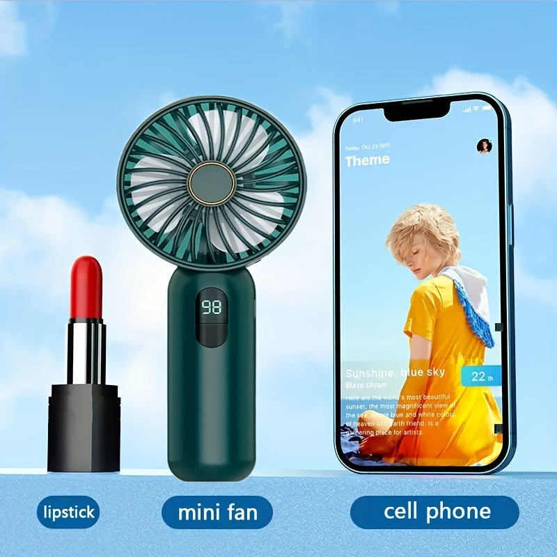 New handheld mini fan, USB rechargeable for office and outdoor use, silent and durable with a portable design perfect for camping.