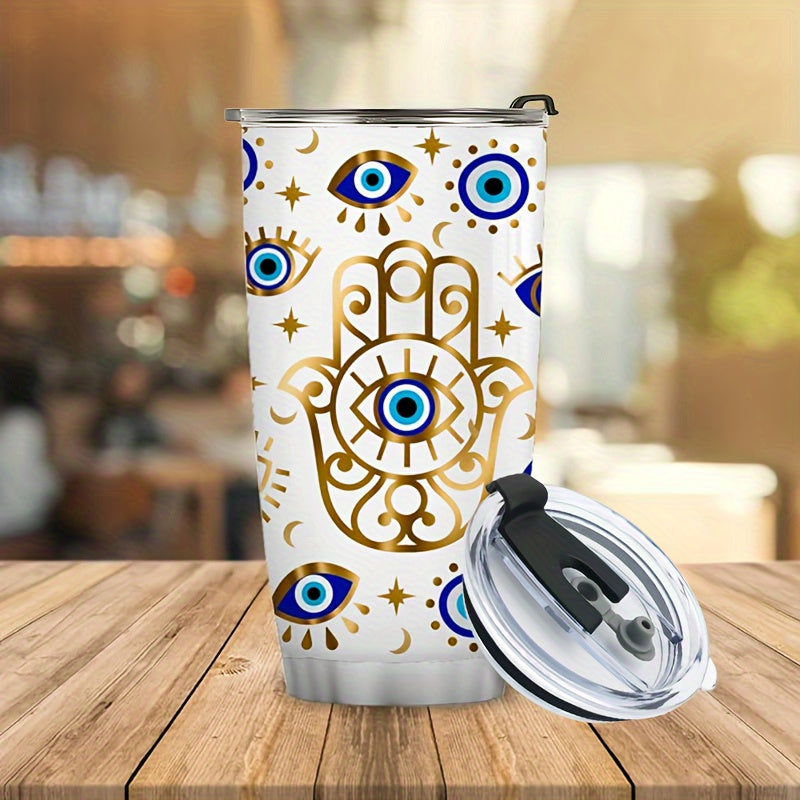 20 oz Sakura Train Evil Eye Moon Coffee Mug Insulated Tumbler with Lid & straw, perfect for travel. Ideal gift for Ramadan, Valentine's Day, Mother's Day, Father's Day, birthdays, Christmas.