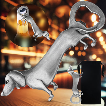 Sausage dog bottle opener for beer, wine, juice. Ideal for bars, restaurants, and home bars. Perfect for summer drinks.