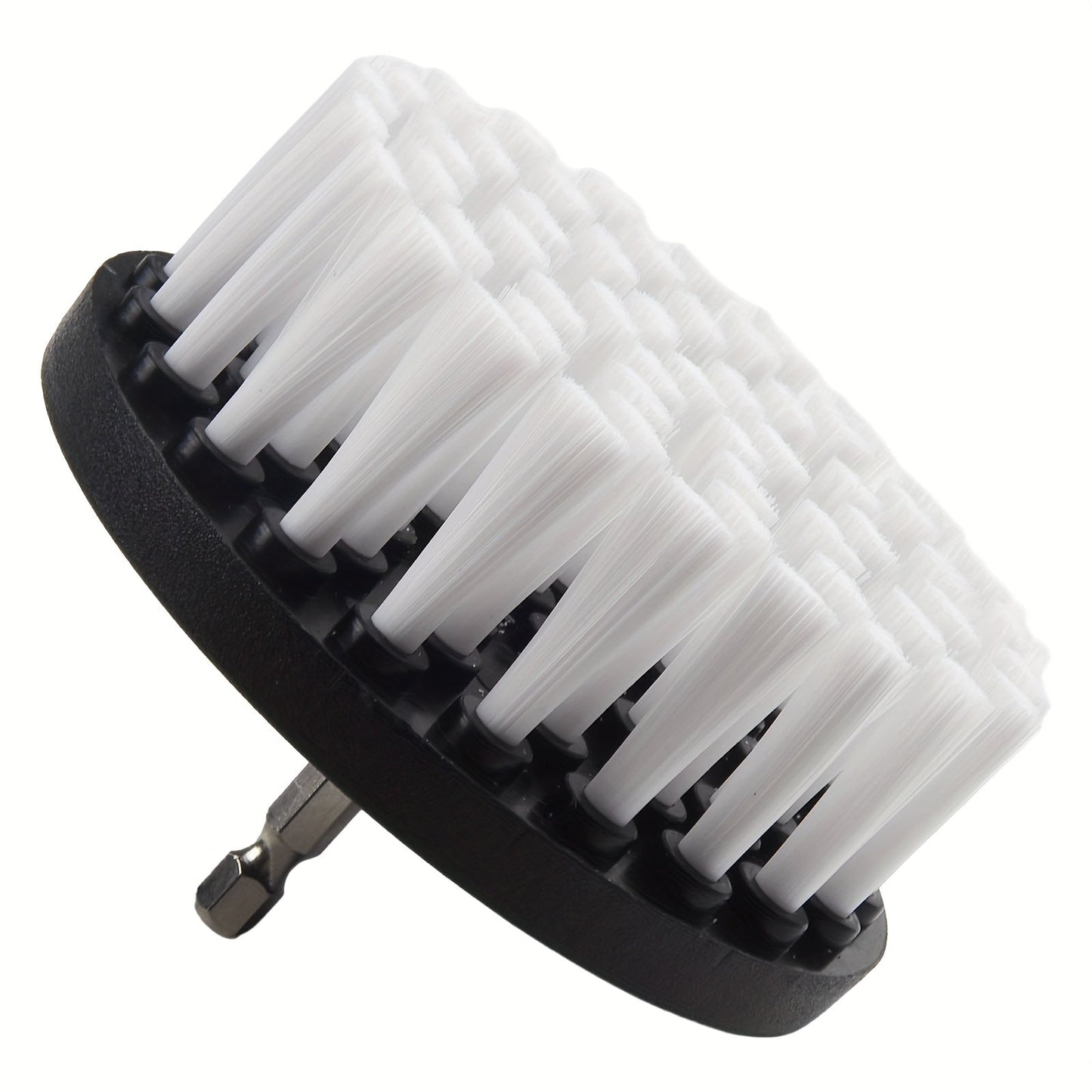 The URTUE 360-Degree Cleaning Brush is designed for use with a 4-Inch Drill, Featuring a Versatile Soft Bristle Brush that is Reusable and Durable. The Brush comes with a Polypropylene Handle and is perfect for cleaning in the Bathroom, Kitchen, Living