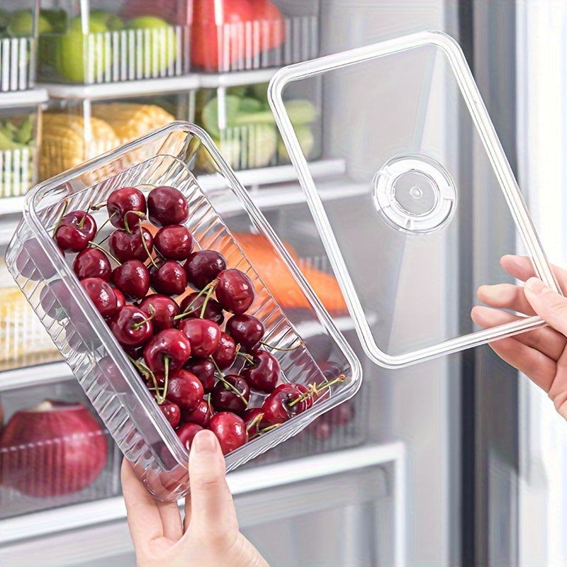 One set of three storage containers designed for multipurpose use, featuring leak-proof and stackable capabilities for keeping food fresh. These moisture-proof and reusable boxes are ideal for storing grains, meat, fruit, vegetables, and other kitchen