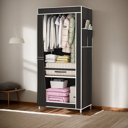 Sturdy Wardrobe Closet Organizer with Dust-Proof Cover, Simple Setup, Multi-Level Shelves for Bedroom Storage - Efficient Clothes Organization Solution