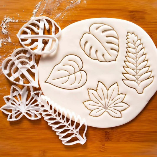 Tropical Leaf Shaped Cookie Cutters Set - Includes 4 Shapes: Agave Leaf, Monstera Leaf, Fern Leaf, and Ivy, Perfect for Baking Cookies, Cakes, and Pastries. Ideal for DIY projects and as Fondant and Pastry Tools. Must-have Kitchen Items for any baker's