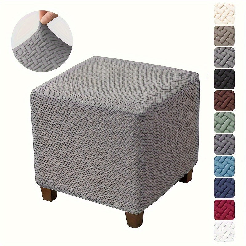 Polyester spandex stool cover with elastic closure, machine washable. Small size.