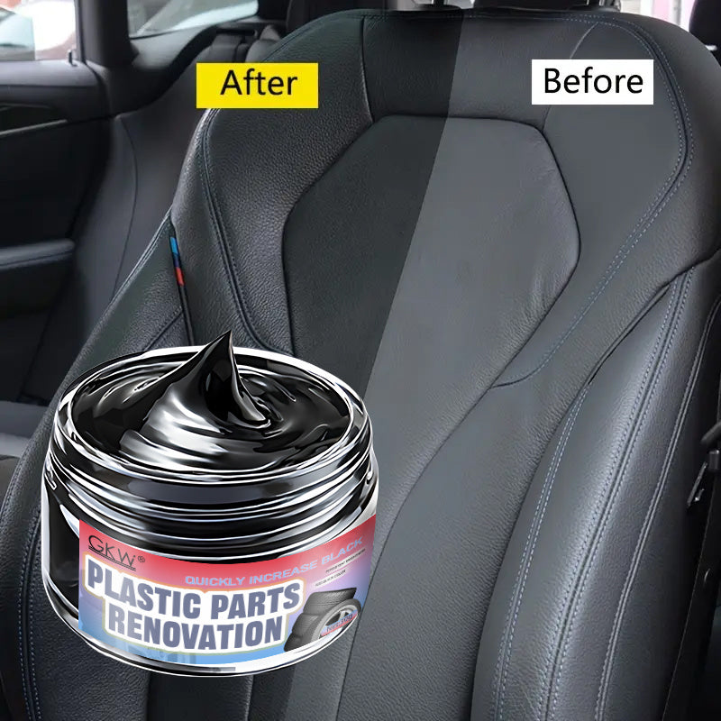 Black care and restoration wax for car interiors, tire restoration cream, plastic parts repair cream, whitening and blackening plate wax, rubber strip restoration cream, scratch repair