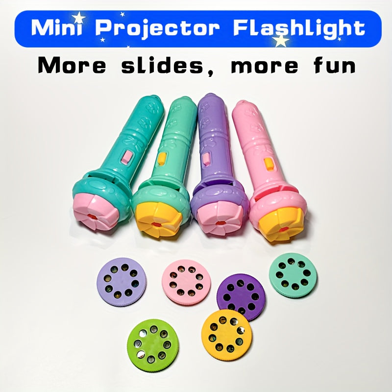 Winter fun and educational toys include 32 patterned cards for projection flashlight puzzles featuring animals, dinosaurs, vehicles, and space.