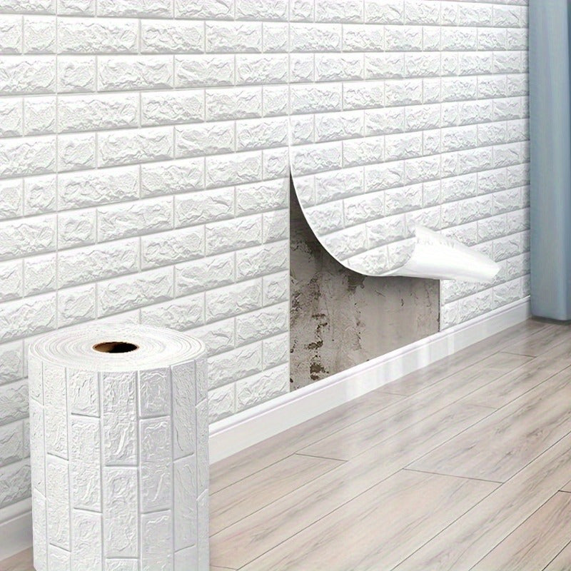 3D Brick Wallpaper Sticker: Easy to Apply, Waterproof, Modern Style with Irregular Foam Texture, Ideal for Bedroom and Home Decor.