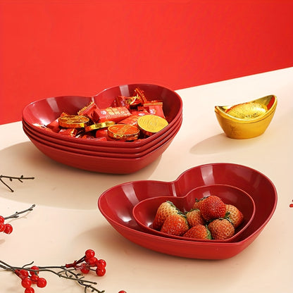 Heart-Shaped Serving Set for Valentine's Day, weddings, and romantic dinners. Includes salad, fruit plates, cereal bowls, snack dishes, and potato chips.