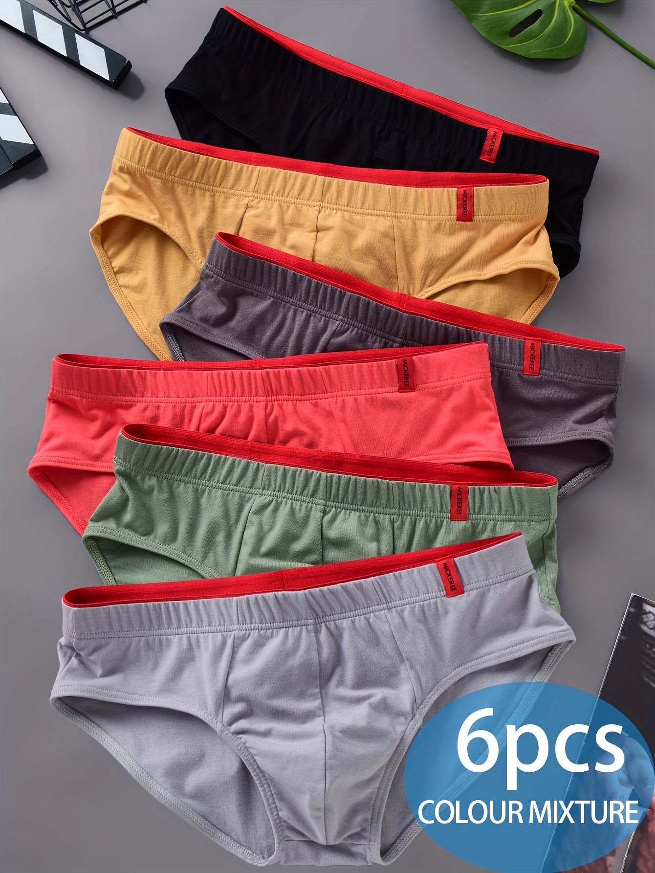 6pcs Mixed Color Men's Breathable Triangle Underwear with High Elastic Waistband, Casual Sweat-Absorbing Boxer Shorts, Stylish New Cotton Feel, Sweat-Resistant