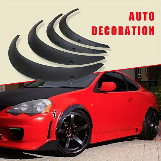 4 universal fit car fender flares for sedan SUVs and off-road vehicles. Customize with plastic wheel arch extensions and side skirts for auto decoration.