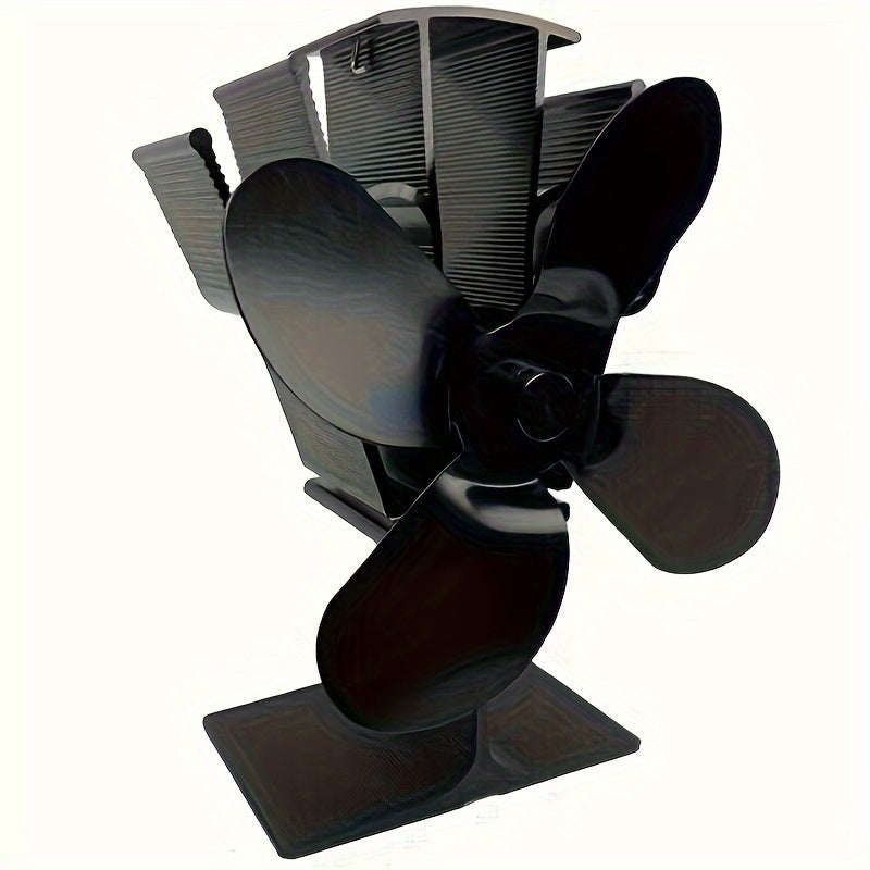 Aluminum Stove Fan with 4 Blades - Perfect for Wood, Pellet, and Log Burners! This portable fan helps distribute heat and purify air, making it great for both indoor and outdoor use in your home.