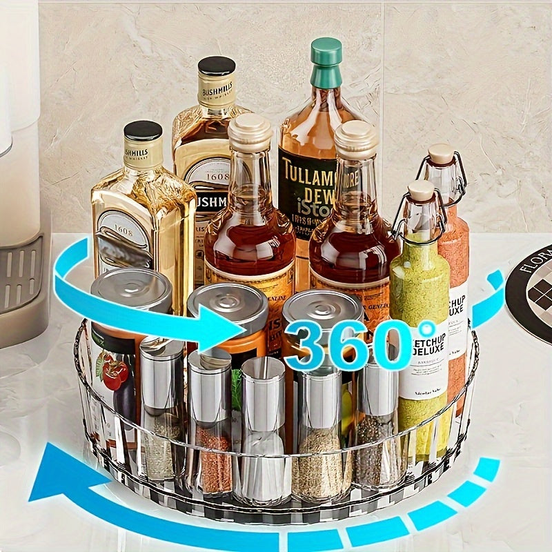 360° rotating spice rack organizer for kitchen, cabinet, fridge, and bathroom - multipurpose storage solution for condiments and seasonings, with storage bins for home organization.