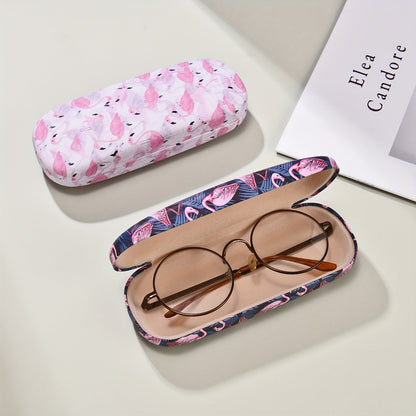 Durable Faux Leather Women's Glasses Case with Stylish and Chic Flamingo Print - A Fashionable Accessory